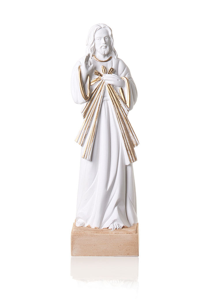 Statua Gesù Misericordioso in resina bianca. Altezza 15 cm