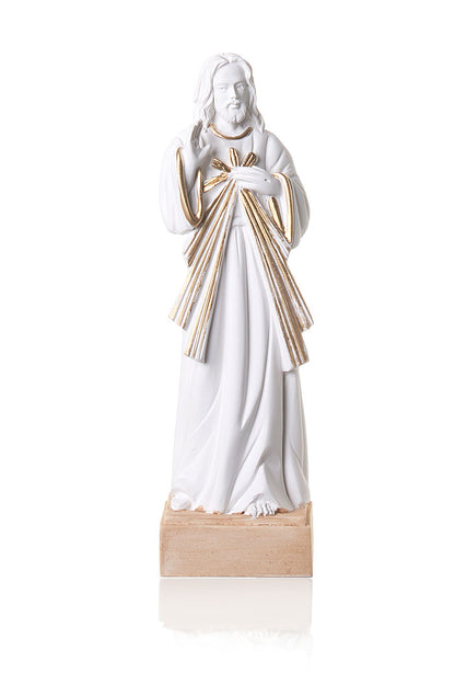 Statua Gesù Misericordioso in resina bianca. Altezza 15 cm
