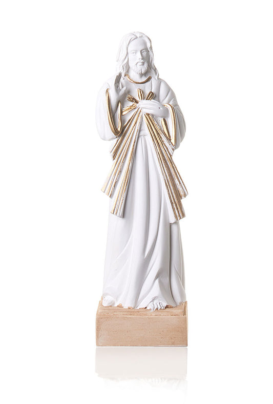 Statua Gesù Misericordioso in resina bianca. Altezza 15 cm