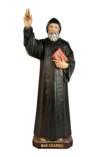 Statua San Charbel in resina vuota colorata. Altezza 40 cm