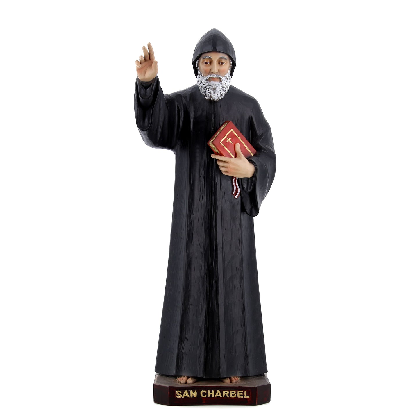 Statua di San Charbel in resina vuota colorata. Altezza 60 cm