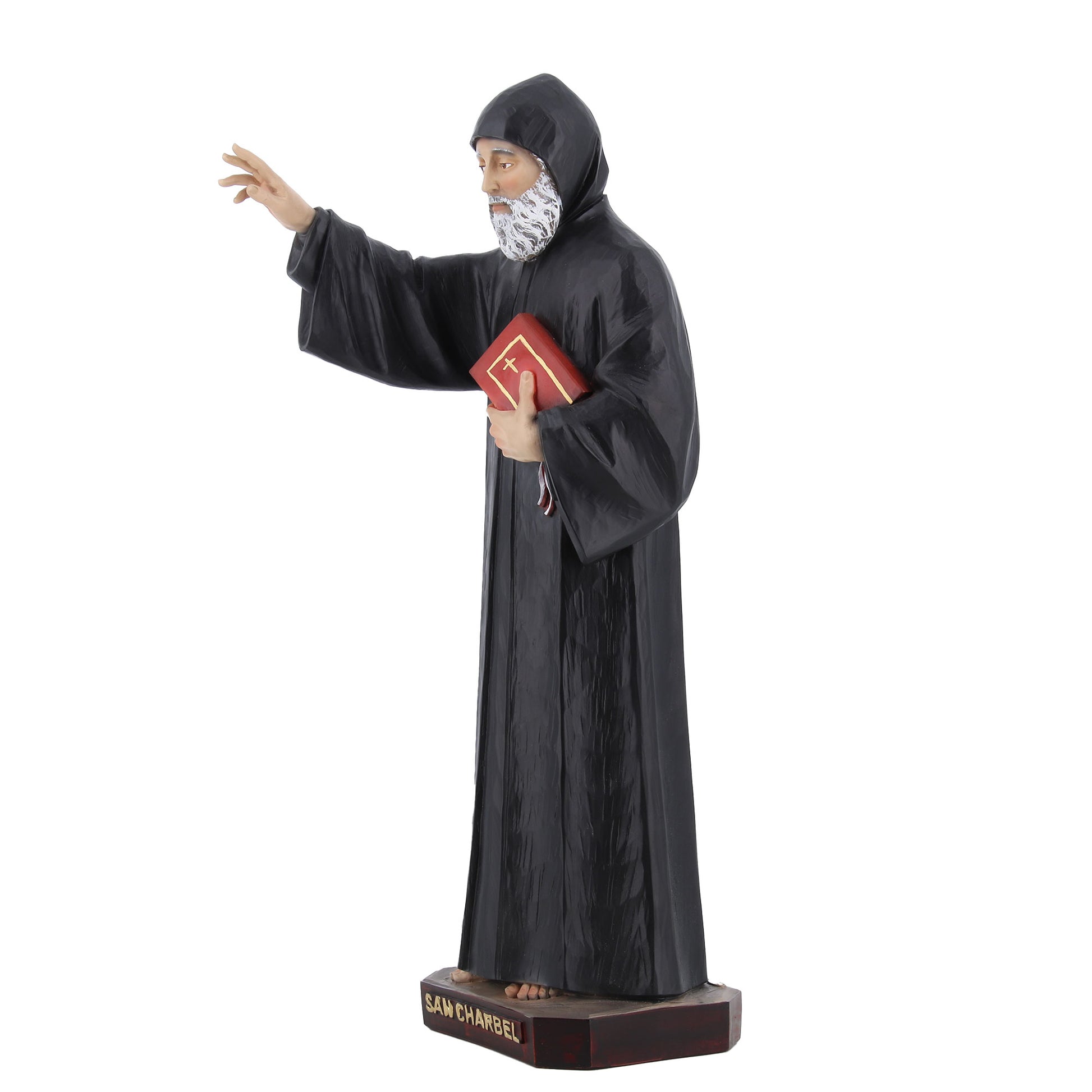 Statua di San Charbel in resina vuota colorata. Altezza 60 cm