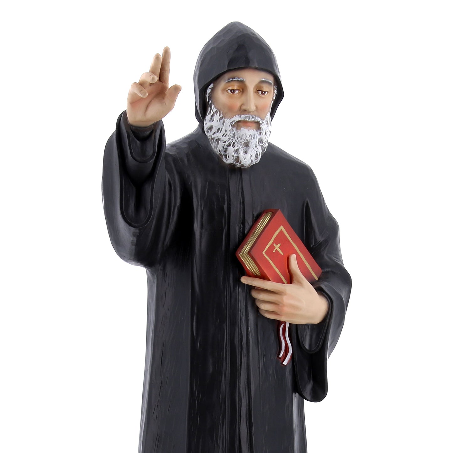 Statua di San Charbel in resina vuota colorata. Altezza 60 cm