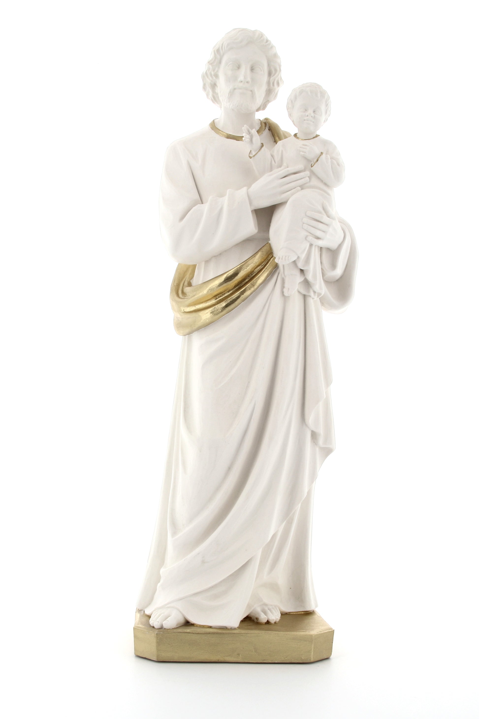 Statua San Giuseppe, in polvere di marmo bianca. Altezza 40 cm
