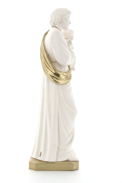 Statua San Giuseppe, in polvere di marmo bianca. Altezza 40 cm