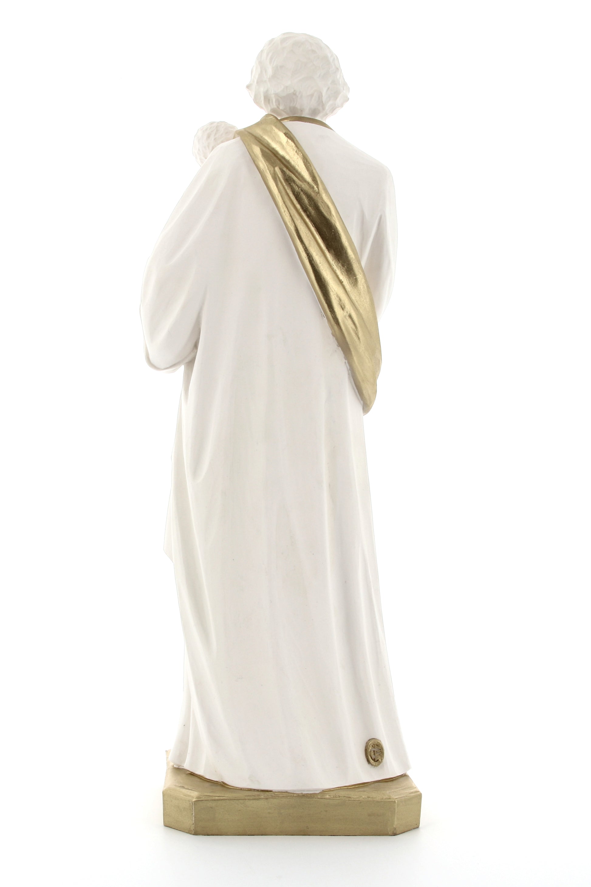 Statua San Giuseppe, in polvere di marmo bianca. Altezza 40 cm