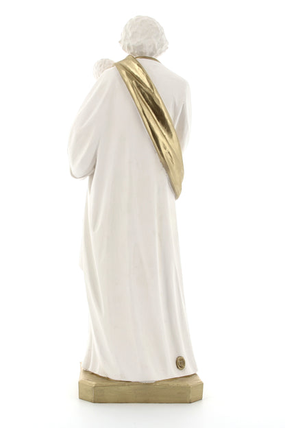 Statua San Giuseppe, in polvere di marmo bianca. Altezza 40 cm
