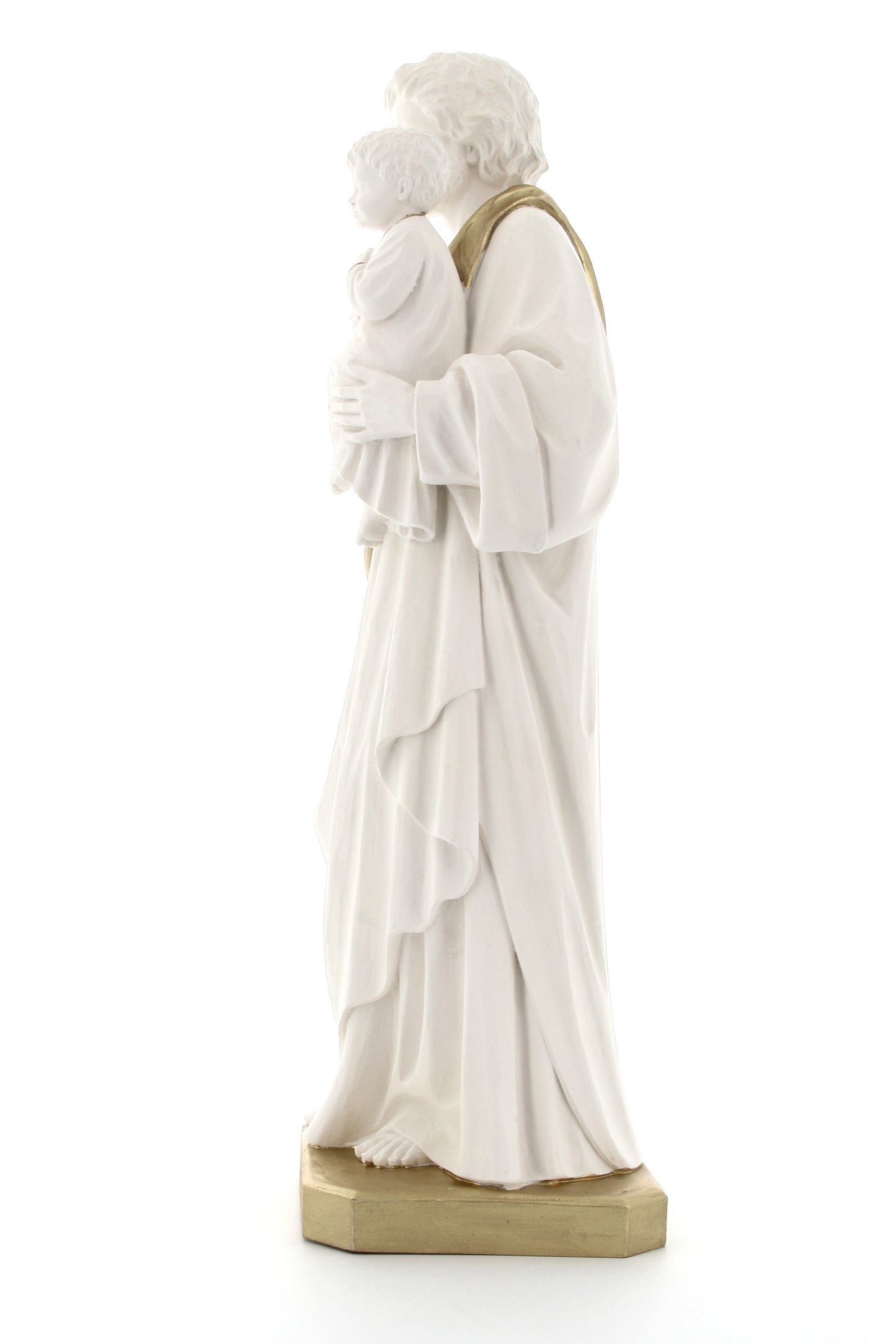 Statua San Giuseppe, in polvere di marmo bianca. Altezza 40 cm