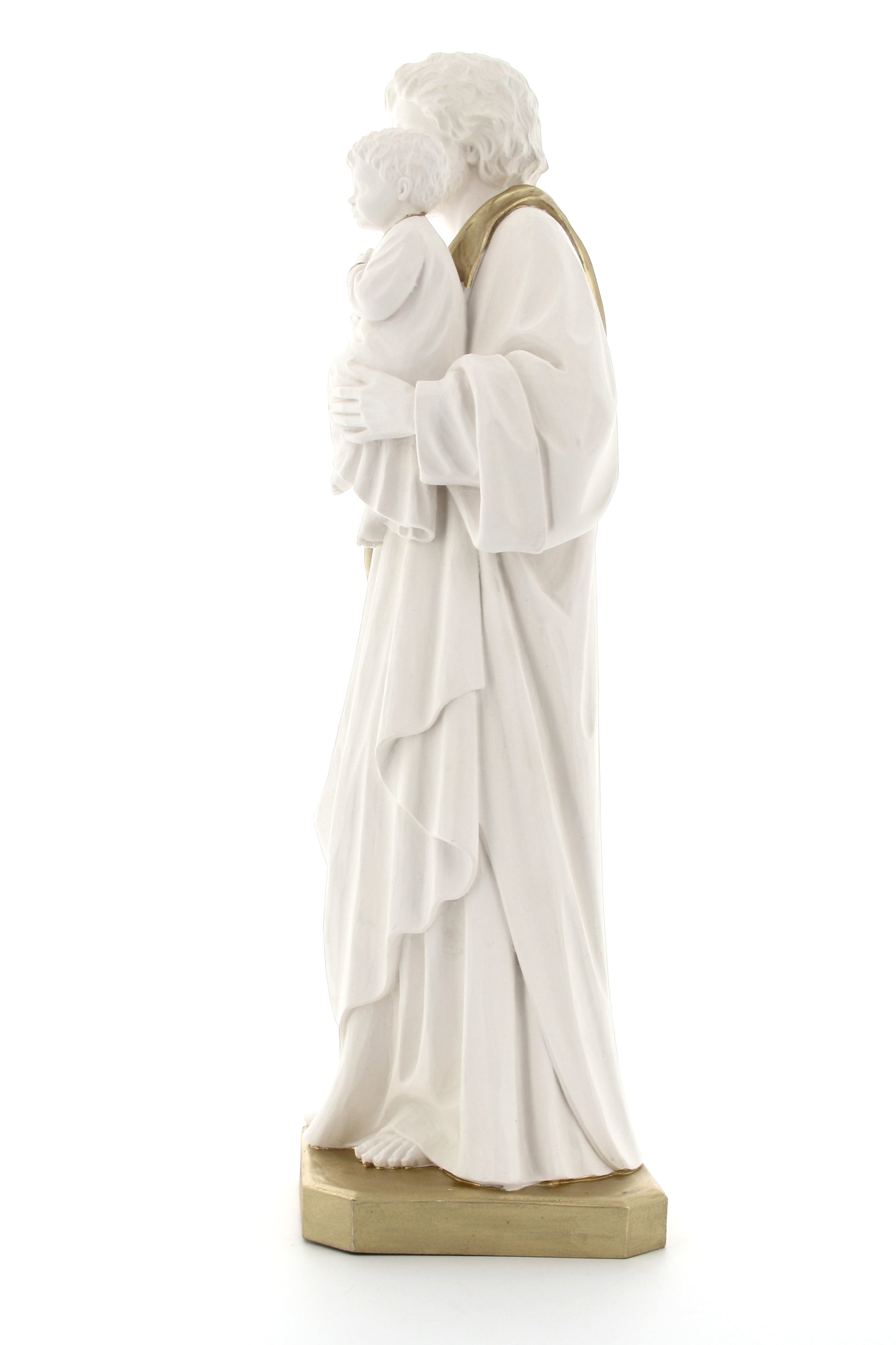 Statua San Giuseppe, in polvere di marmo bianca. Altezza 40 cm