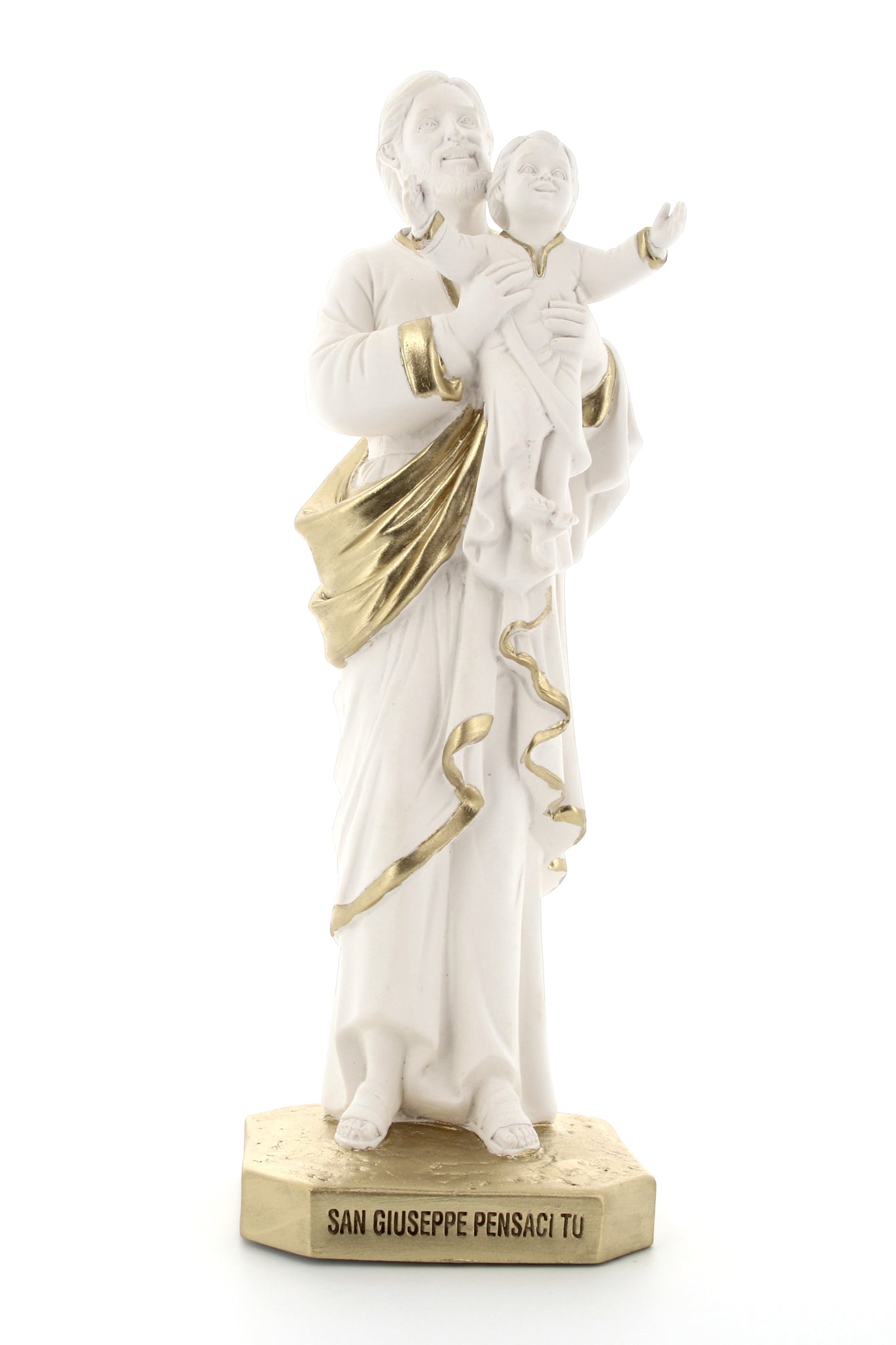 Statua San Giuseppe, in polvere di marmo bianca. Altezza 32 cm