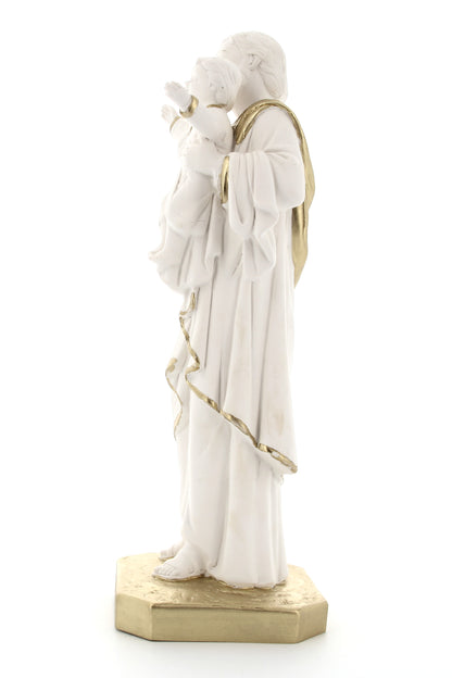 Statua San Giuseppe, in polvere di marmo bianca. Altezza 32 cm