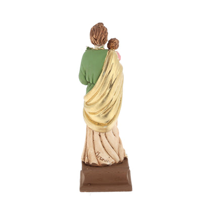 Statua San Giuseppe in resina colorata. Altezza 7 cm