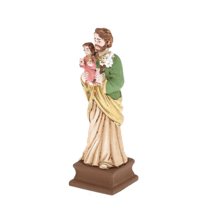 Statua San Giuseppe in resina colorata. Altezza 10 cm
