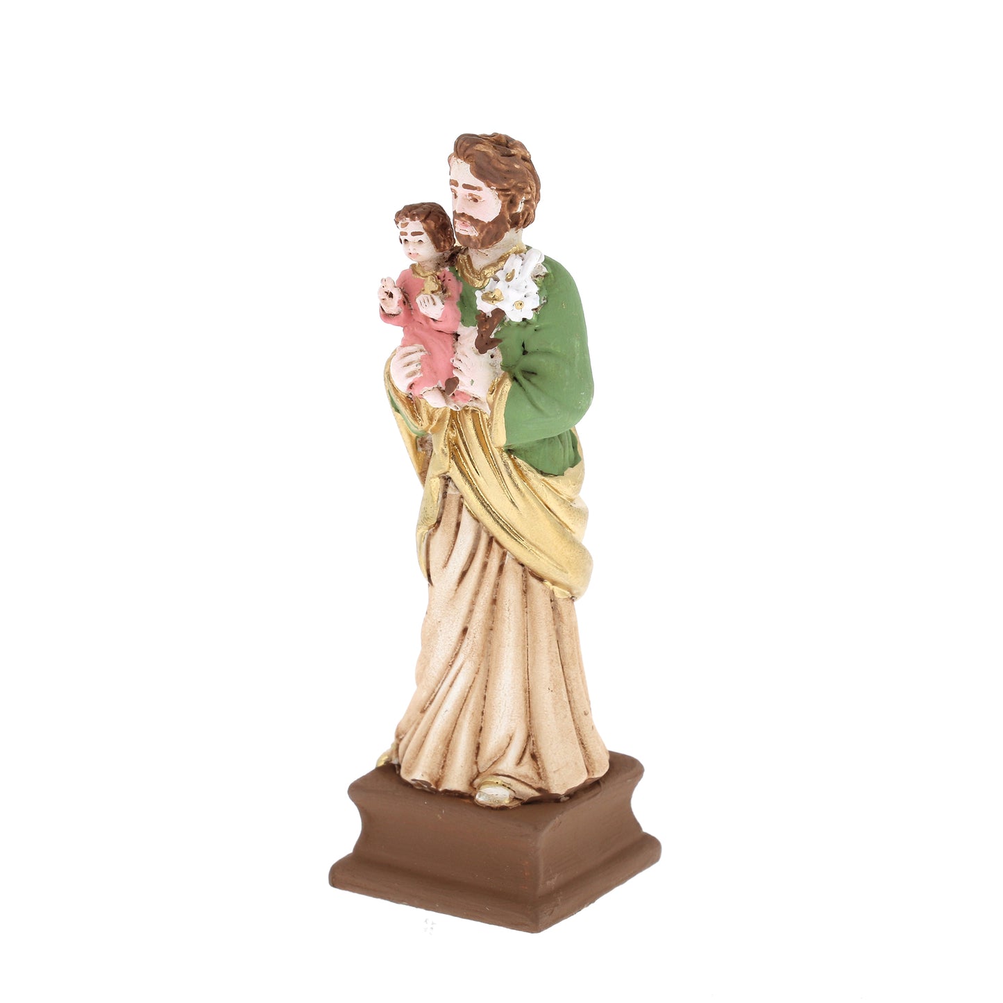 Statua San Giuseppe in resina colorata. Altezza 7 cm