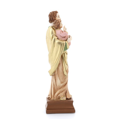 Statua San Giuseppe in resina colorata. Altezza 15 cm