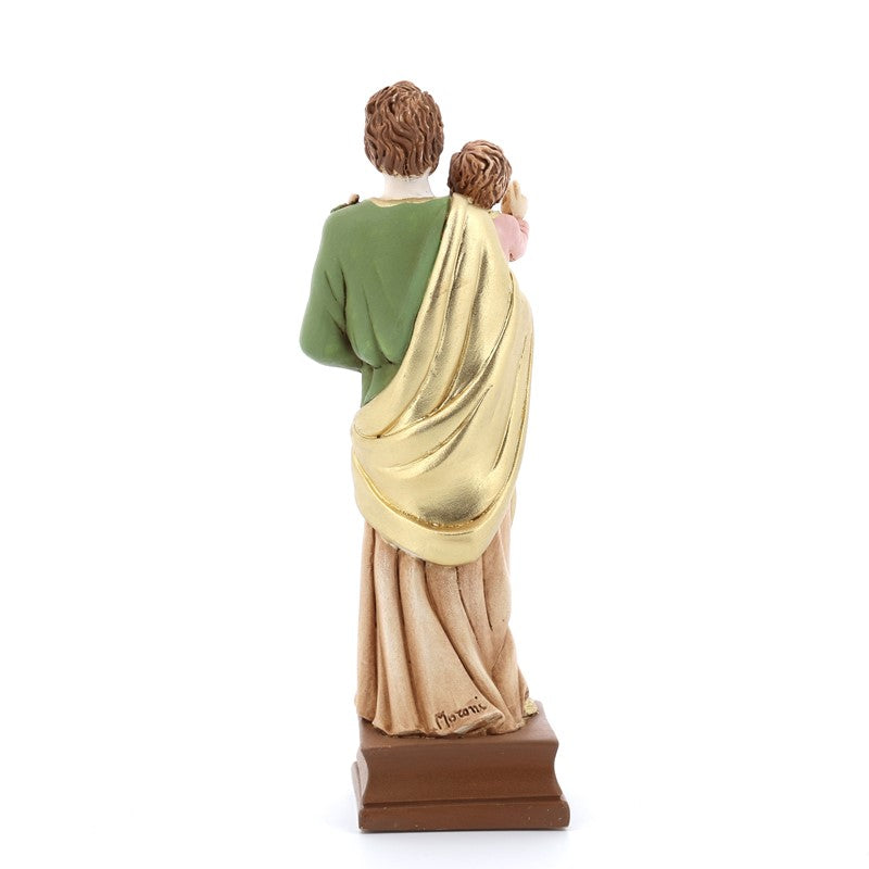 Statua San Giuseppe in resina colorata. Altezza 20 cm