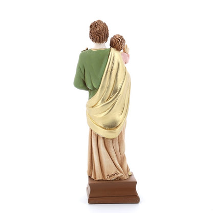 Statua San Giuseppe in resina colorata. Altezza 20 cm