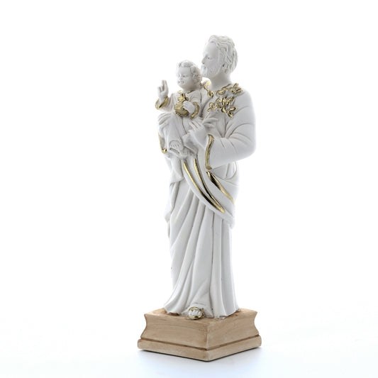 Statua San Giuseppe in resina bianca. Altezza 15 cm