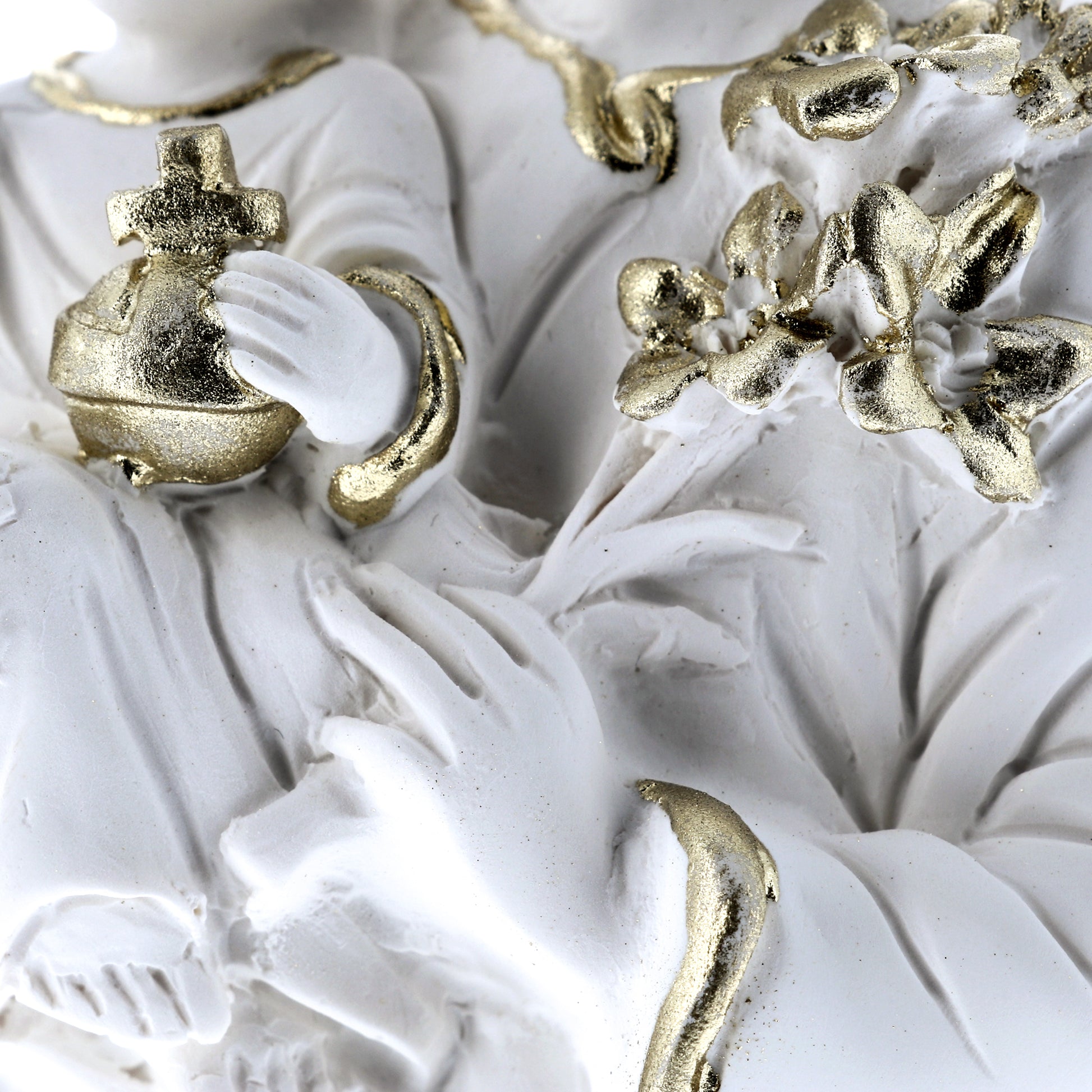 Statua San Giuseppe in resina bianca. Altezza 15 cm
