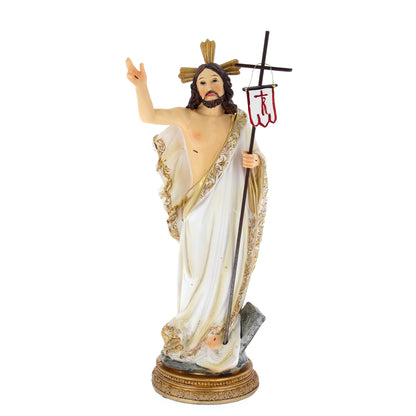 Statua Gesù Risorto in resina colorata. Altezza 22 cm