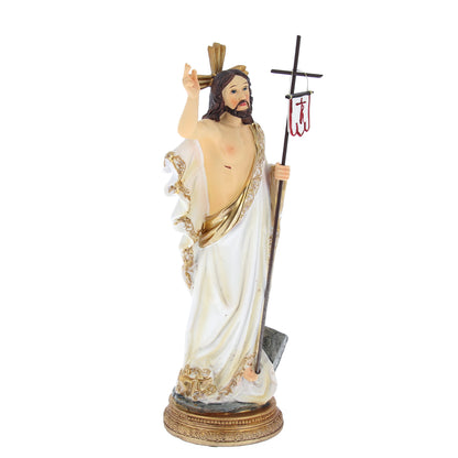 Statua Gesù Risorto in resina colorata. Altezza 22 cm