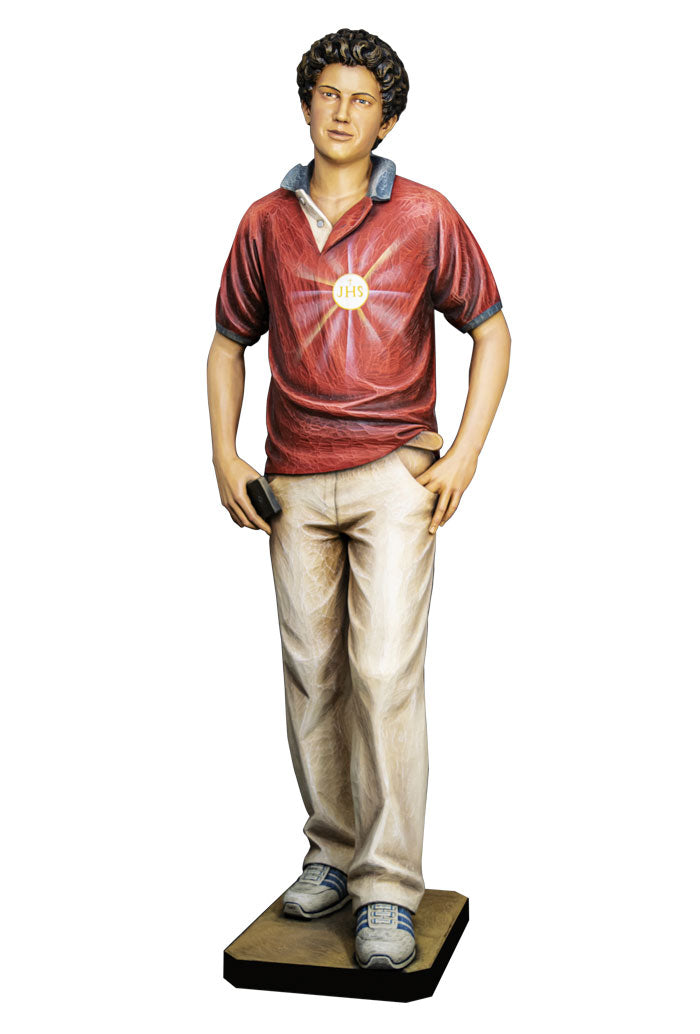 Statua San Carlo Acutis, in legno. Altezza 170 cm