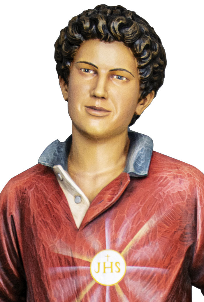 Statua San Carlo Acutis, in legno. Altezza 170 cm