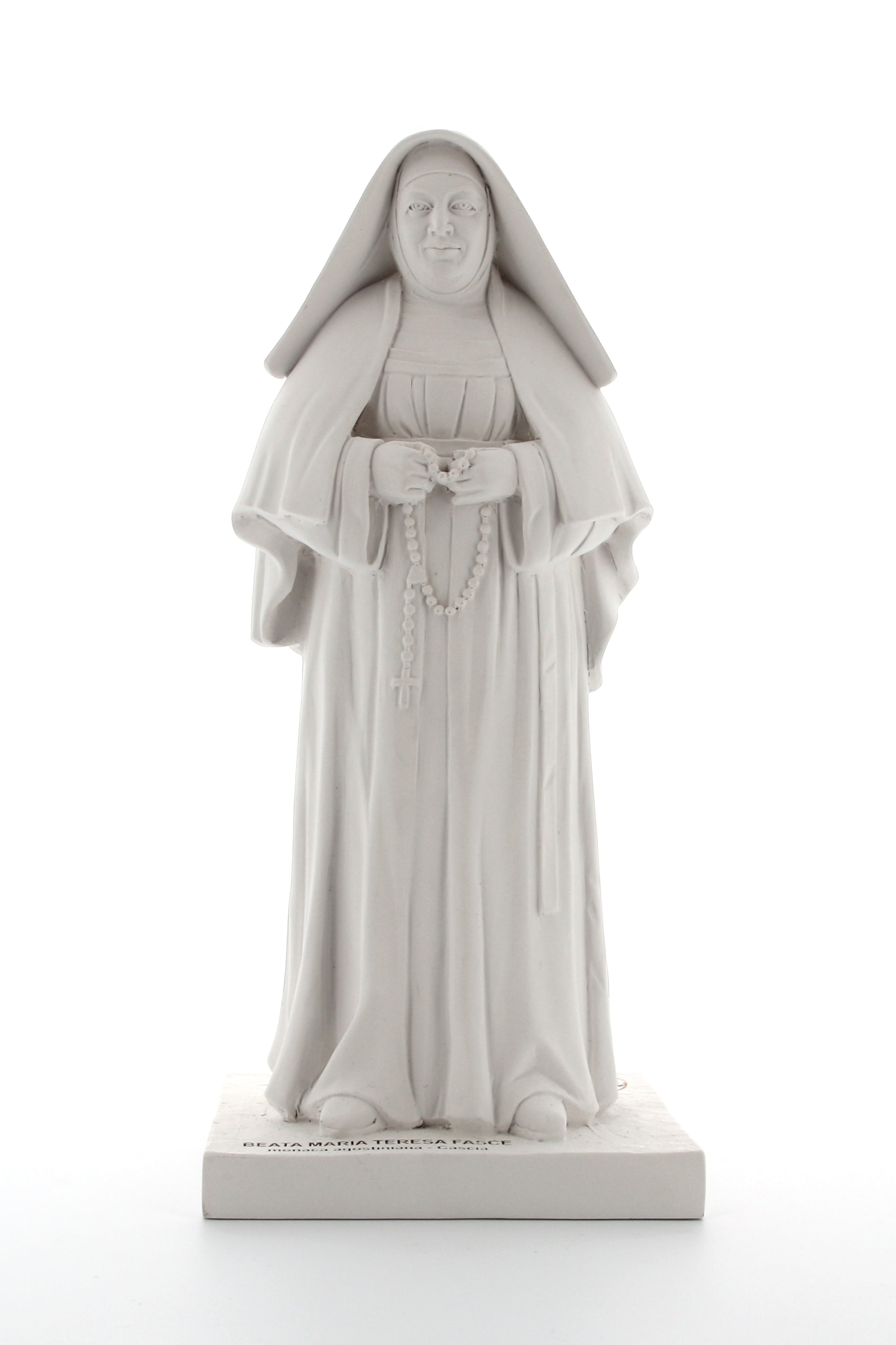 Statua Beata Maria Teresa Fasce in polvere di marmo bianca. Altezza 30 cm