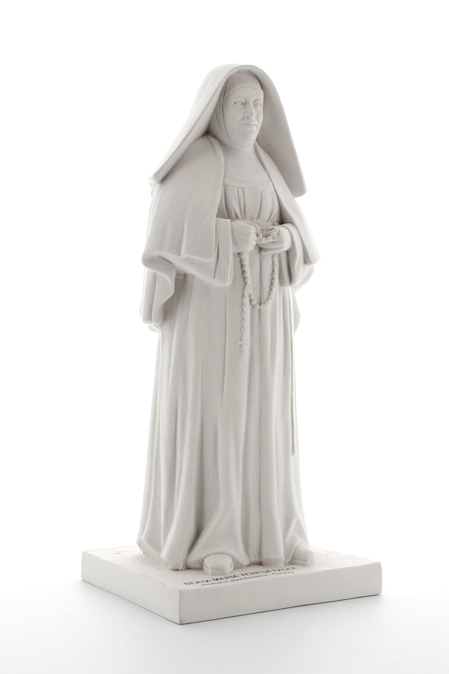 Statua Beata Maria Teresa Fasce in polvere di marmo bianca. Altezza 30 cm