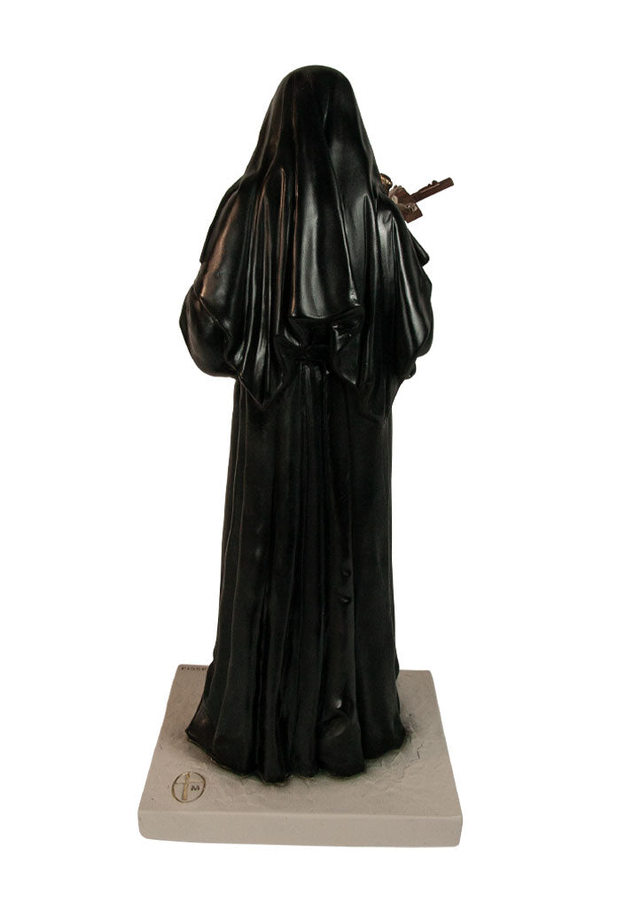 Statua Santa Rita, in polvere di marmo colorata. Altezza 30 cm