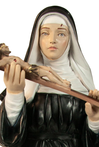 Statua Santa Rita, in polvere di marmo colorata. Altezza 30 cm