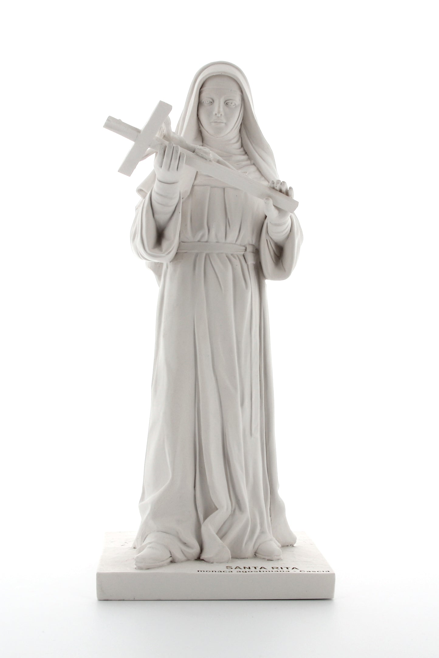 Statua Santa Rita, in polvere di marmo bianca. Altezza 30 cm