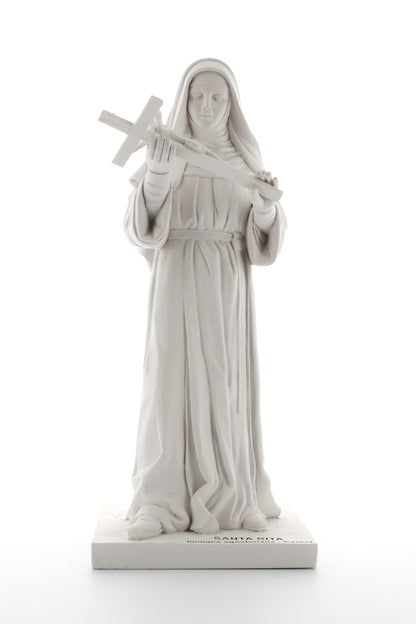 Statua Santa Rita, in polvere di marmo bianca. Altezza 30 cm