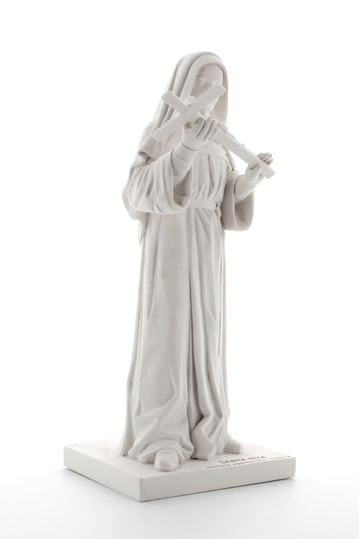 Statua Santa Rita, in polvere di marmo bianca. Altezza 30 cm
