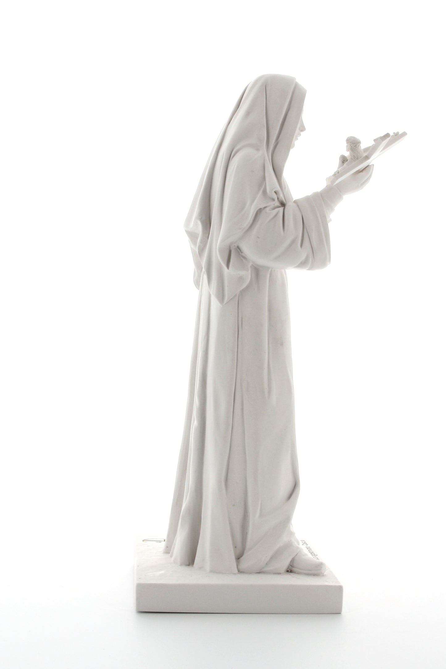 Statua Santa Rita, in polvere di marmo bianca. Altezza 30 cm