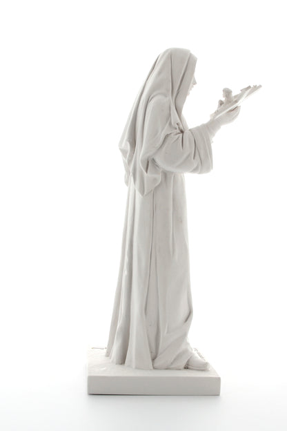 Statua Santa Rita, in polvere di marmo bianca. Altezza 30 cm