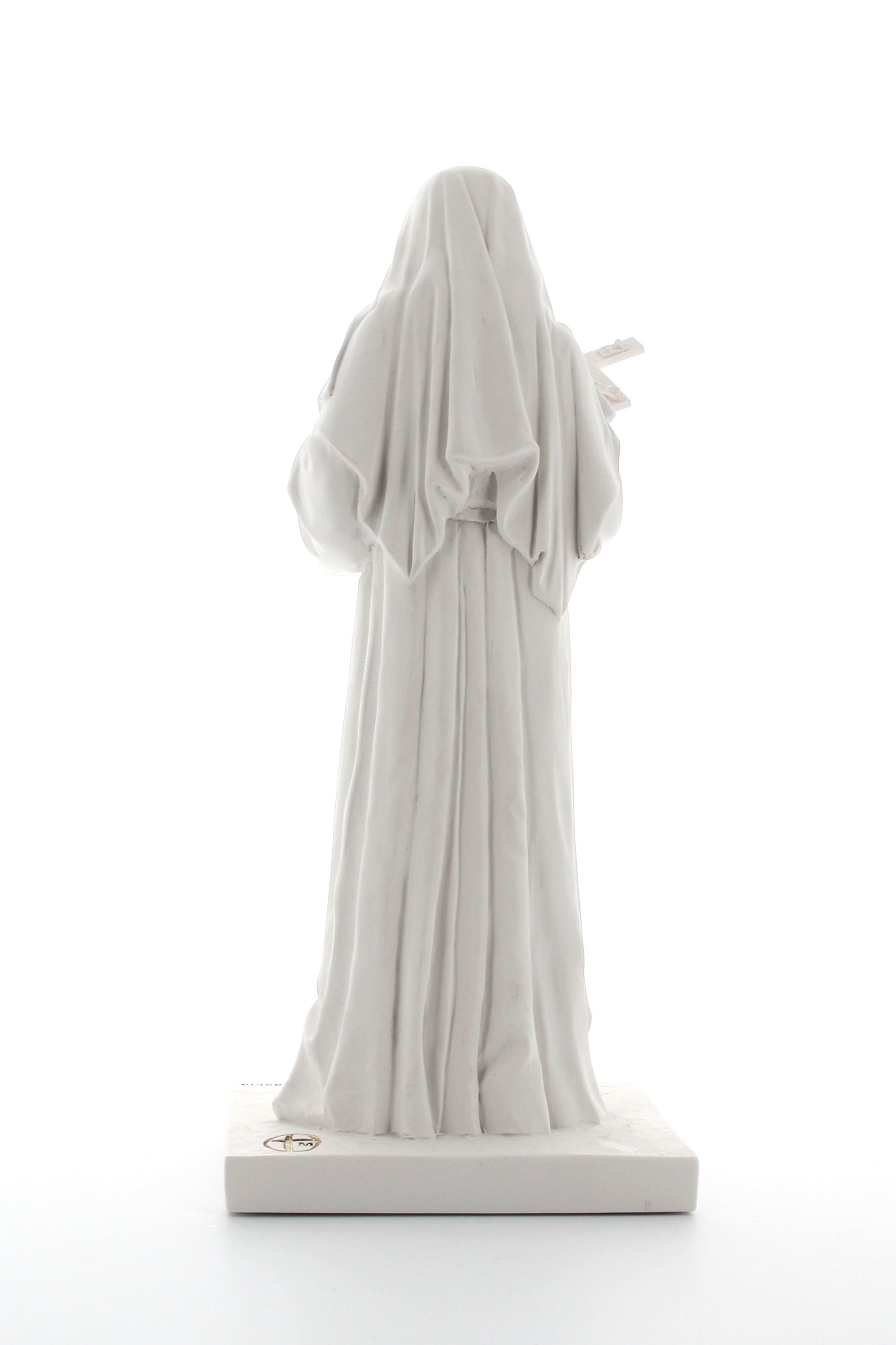 Statua Santa Rita, in polvere di marmo bianca. Altezza 30 cm