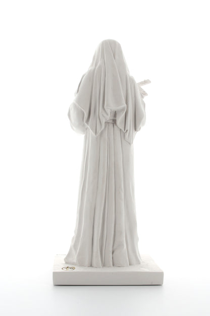 Statua Santa Rita, in polvere di marmo bianca. Altezza 30 cm