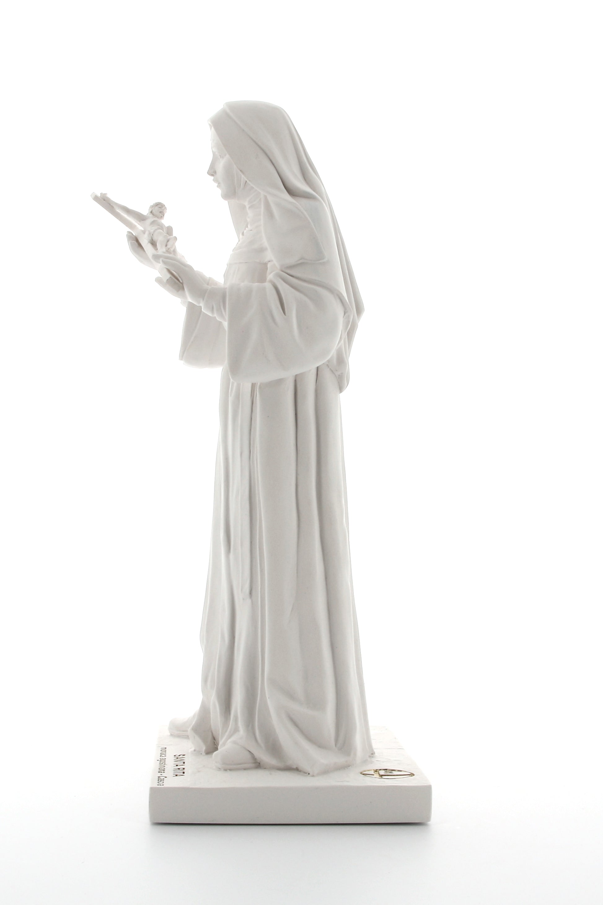 Statua Santa Rita, in polvere di marmo bianca. Altezza 30 cm