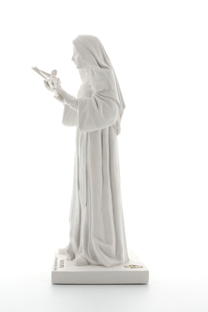 Statua Santa Rita, in polvere di marmo bianca. Altezza 30 cm