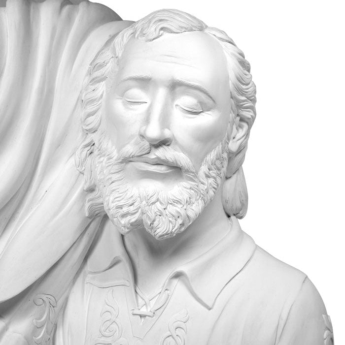 Statua san Giuseppe dormiente, in polvere di marmo bianco. Larghezza 1 m