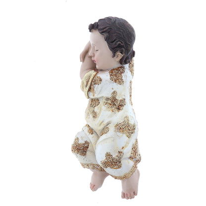 Statua Gesù Bambino dormiente in resina. Larghezza 31,8 cm