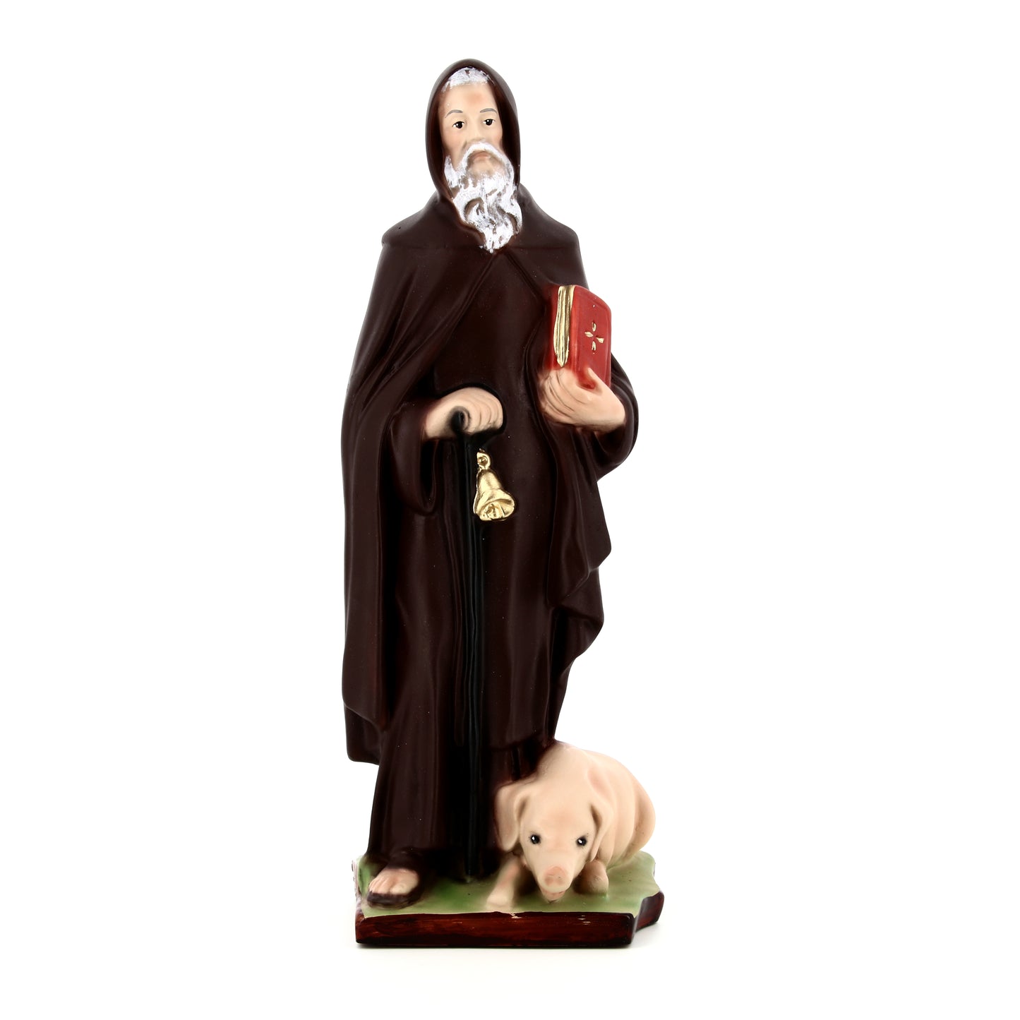 Statua Sant'Antonio Abate, in resina colorata. Altezza 30 cm