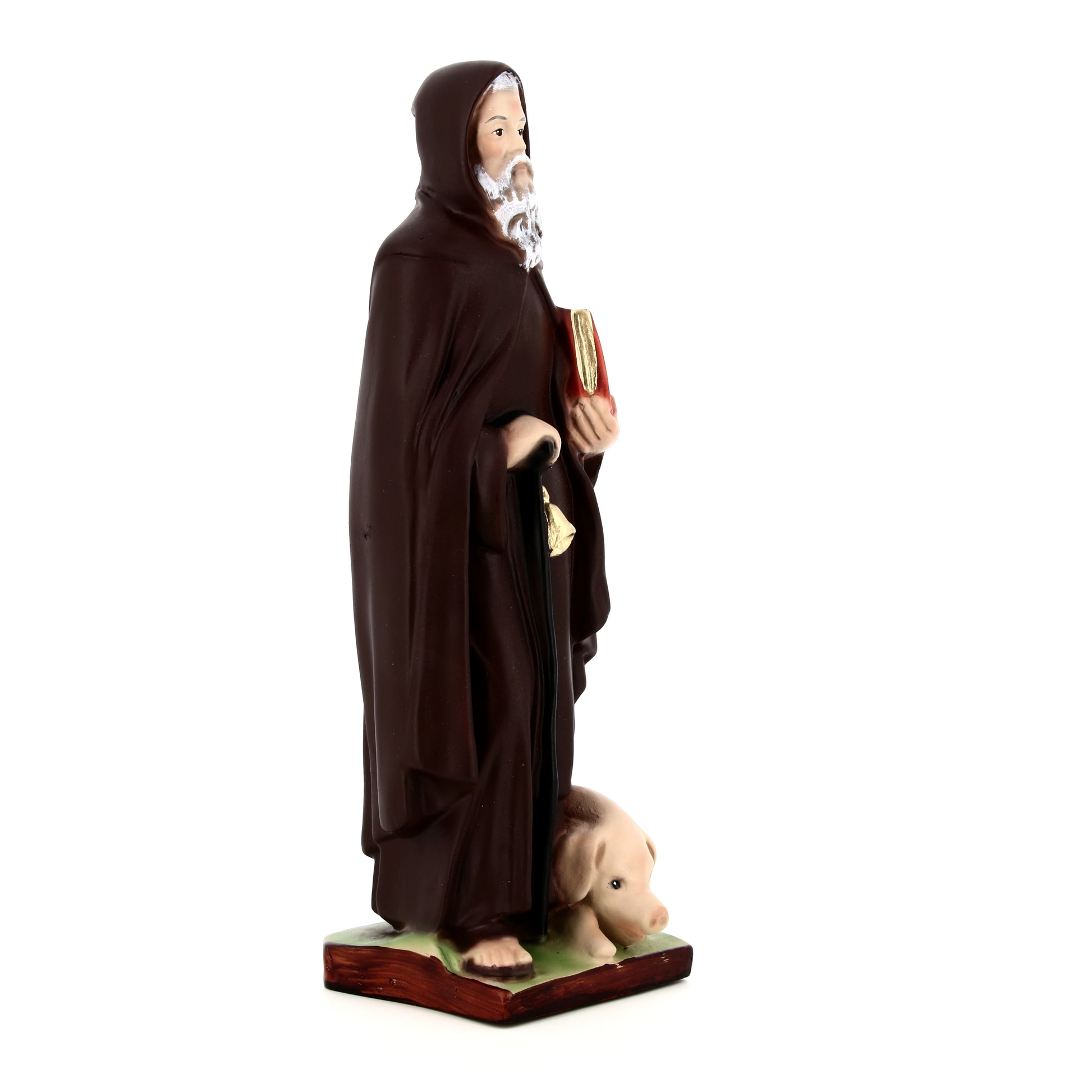 Statua Sant'Antonio Abate, in resina colorata. Altezza 30 cm