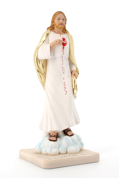 Statua Sacro Cuore di Gesù, in polvere di marmo colorata. Altezza 31 cm