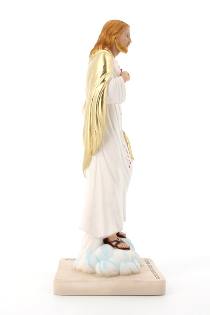 Statua Sacro Cuore di Gesù, in polvere di marmo colorata. Altezza 31 cm