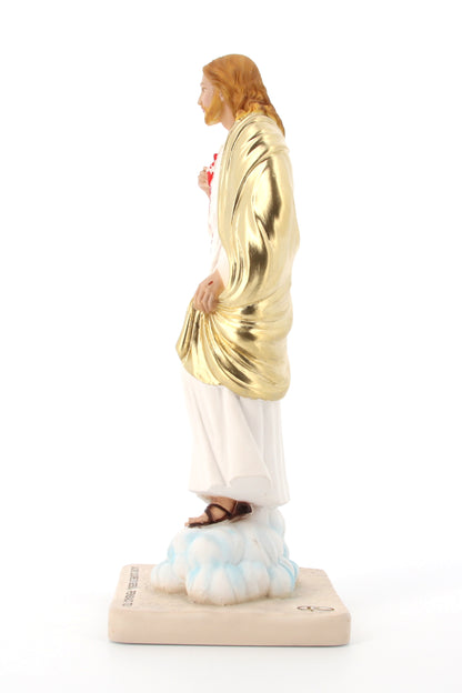 Statua Sacro Cuore di Gesù, in polvere di marmo colorata. Altezza 31 cm