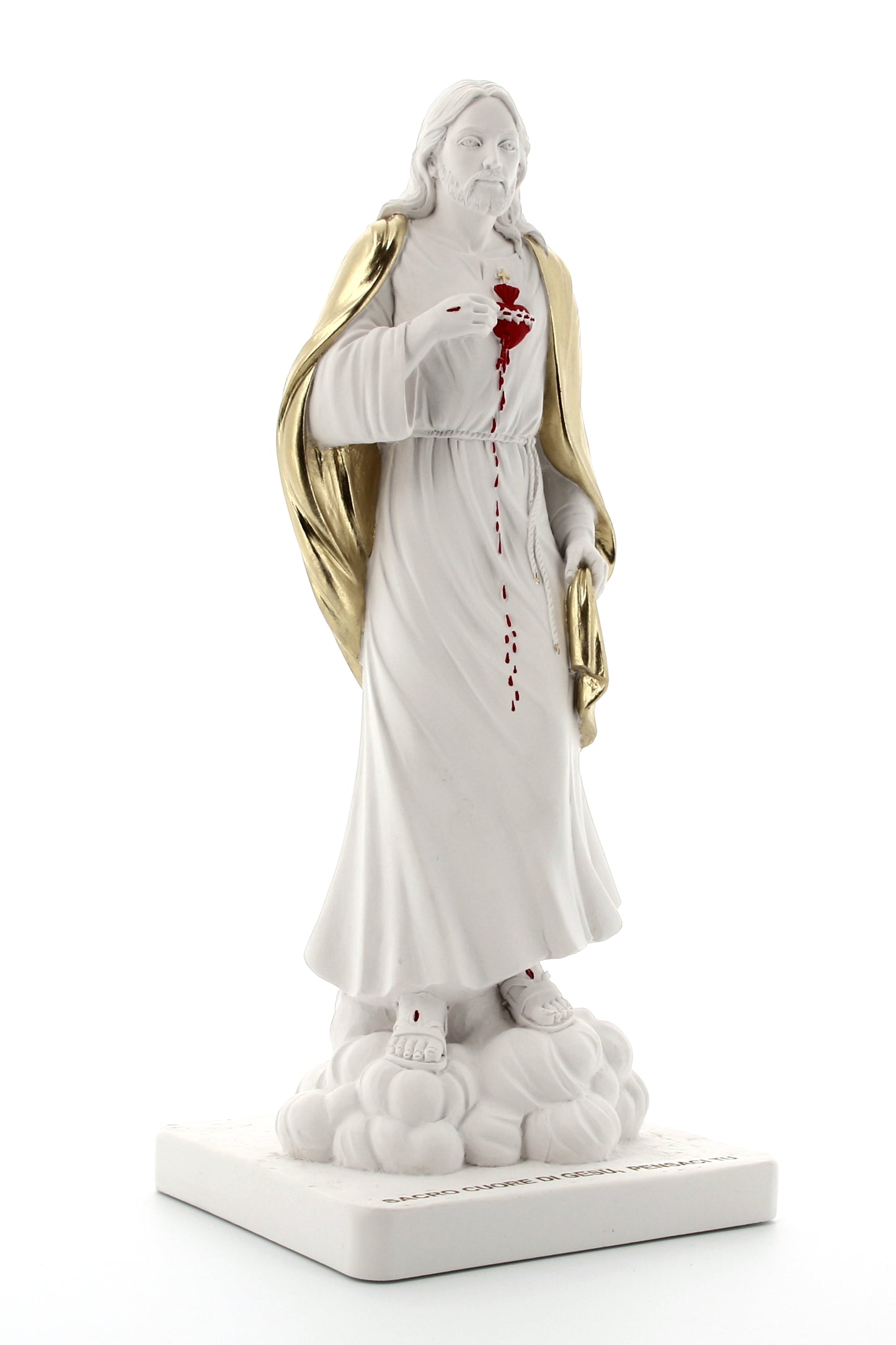 Statua Sacro Cuore di Gesù, in polvere di marmo bianca. Altezza 31 cm