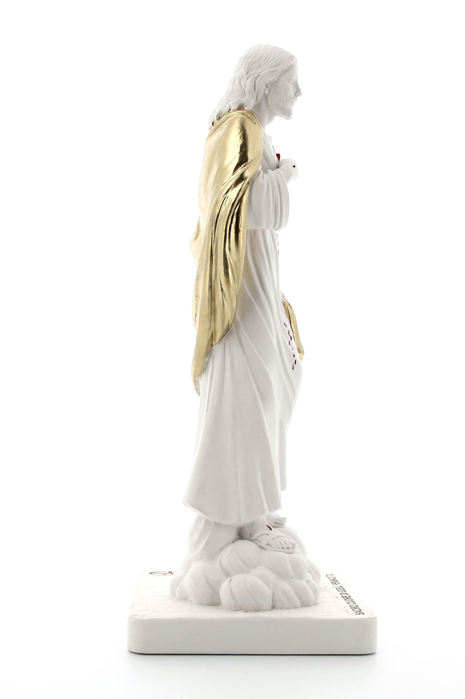 Statua Sacro Cuore di Gesù, in polvere di marmo bianca. Altezza 31 cm