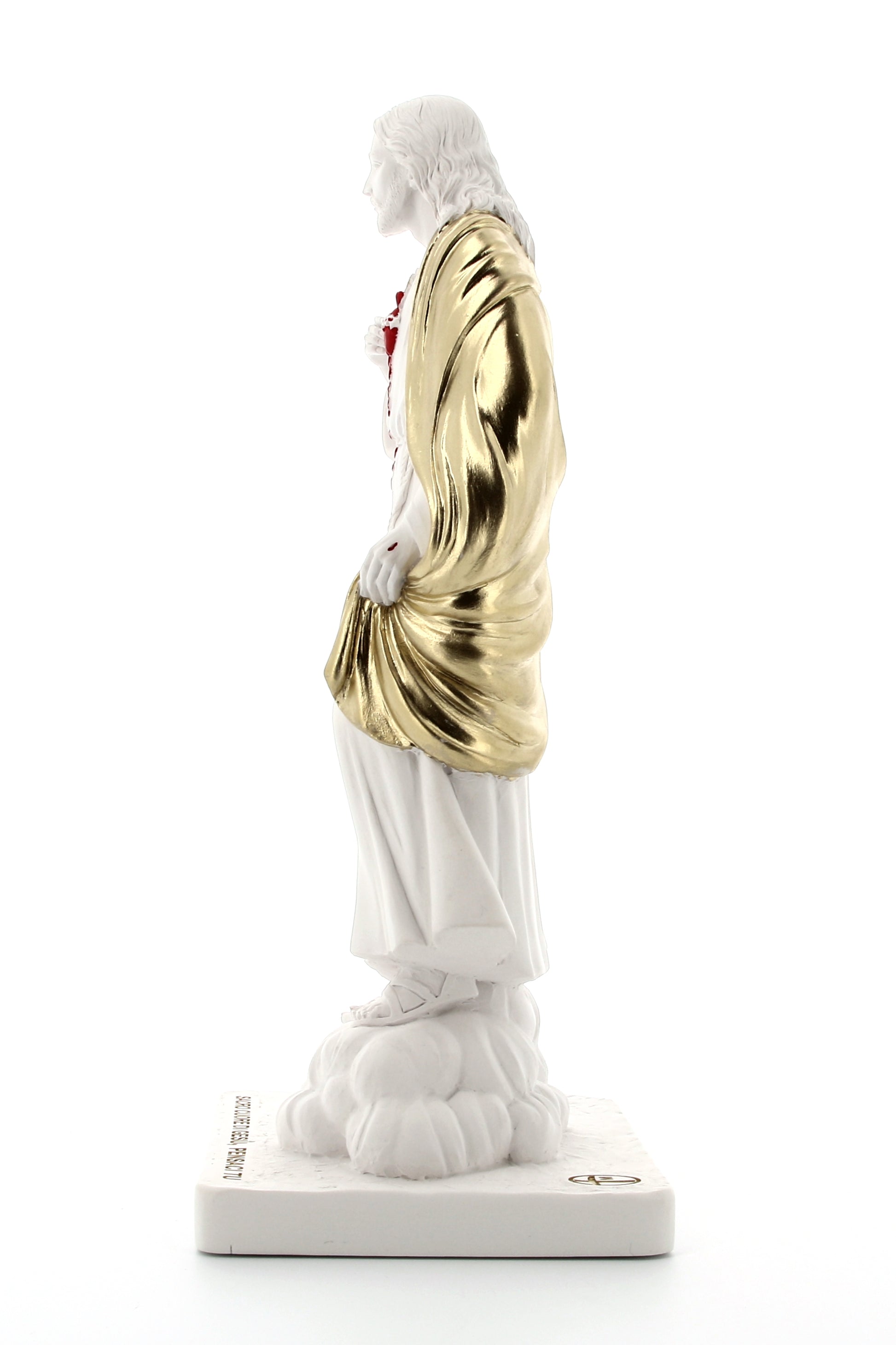Statua Sacro Cuore di Gesù, in polvere di marmo bianca. Altezza 31 cm